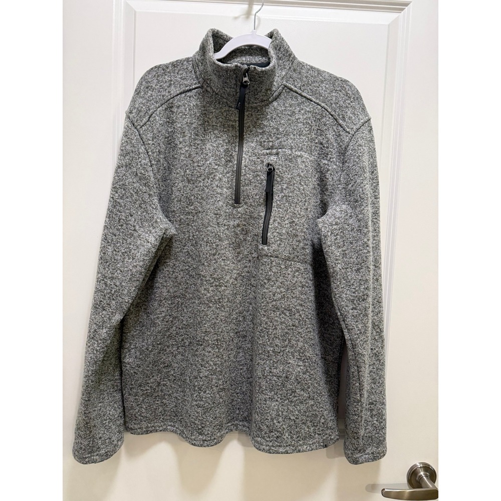 Royal Robbins Mens XL Gray Marl Quarter Zip Sweater Fleece Pullover Chest Pocket